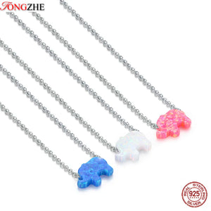 925 Silver Pink Stone Elephant Pendant Necklace 0.8*1.1cm