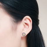 925 Silver CZ Rose Stud Earrings for Women Girls