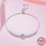 Lucky Eye Bracelet 925 Sterling Silver Clear CZ Charm for Women Men
