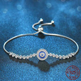 Lucky Eye Bracelet 925 Sterling Silver Clear CZ Charm for Women Men