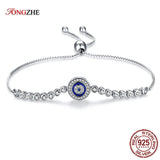 Lucky Eye Bracelet 925 Sterling Silver Clear CZ Charm for Women Men