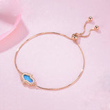 Synthetic Opal Bracelet 925 Silver Hamsa Hand Women's Jewelry