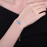 Synthetic Opal Bracelet 925 Silver Hamsa Hand Women's Jewelry