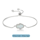 Synthetic Opal Bracelet 925 Silver Hamsa Hand Women's Jewelry