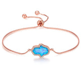 Synthetic Opal Bracelet 925 Silver Hamsa Hand Women's Jewelry