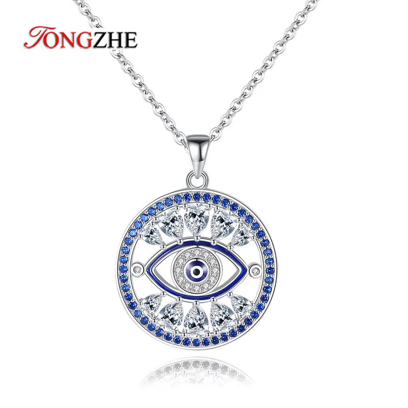 Turkey Evil Eye Necklace For Women Zircon Eye Hand Heart Pendant Choker