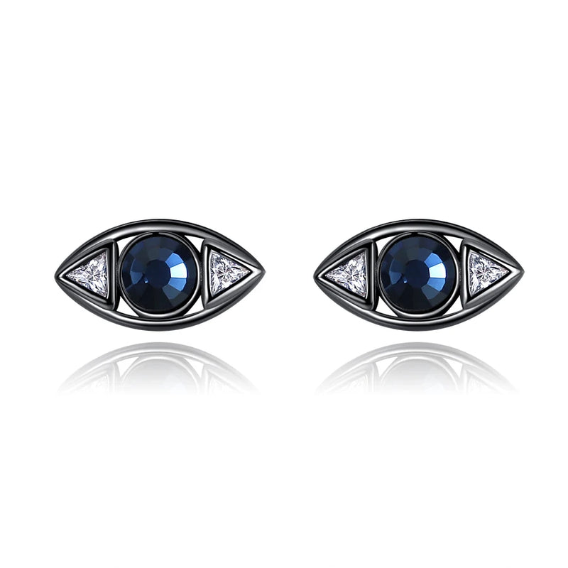 Vintage Evil Eye 925 Sterling Silver Stud Earrings For Women