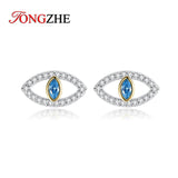 Vintage Evil Eye 925 Sterling Silver Stud Earrings For Women