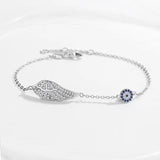 Angel Wings Evil Eye Bracelet 925 Sterling Silver Crystal Jewelry