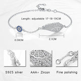 Angel Wings Evil Eye Bracelet 925 Sterling Silver Crystal Jewelry