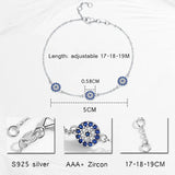 925 Silver Hamsa Hand Evil Eye Crystal Bracelet - Good Luck Jewelry
