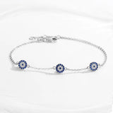 925 Silver Hamsa Hand Evil Eye Crystal Bracelet - Good Luck Jewelry
