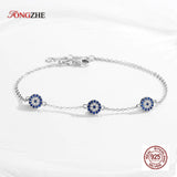 925 Silver Hamsa Hand Evil Eye Crystal Bracelet - Good Luck Jewelry