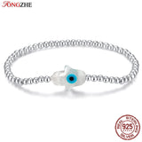 Sterling Silver 925 CZ Hamsa Hand Evil Eye Cross Lucky Charm Bracelets