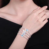 Sterling Silver 925 CZ Hamsa Hand Evil Eye Cross Lucky Charm Bracelets