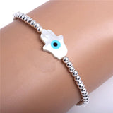Sterling Silver 925 CZ Hamsa Hand Evil Eye Cross Lucky Charm Bracelets