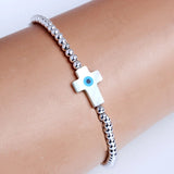 Sterling Silver 925 CZ Hamsa Hand Evil Eye Cross Lucky Charm Bracelets