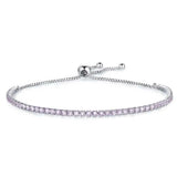 925 Silver Women's Couple Bracelets Sparkling Chain Bangles