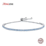 925 Silver Women's Couple Bracelets Sparkling Chain Bangles