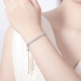 925 Silver Women's Couple Bracelets Sparkling Chain Bangles