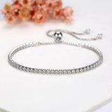 925 Silver Women's Couple Bracelets Sparkling Chain Bangles