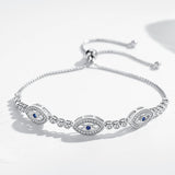 Hamsa Evil Eye Bracelet 925 Silver CZ Crystal Tennis Bracelet