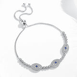 Hamsa Evil Eye Bracelet 925 Silver CZ Crystal Tennis Bracelet
