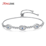 Hamsa Evil Eye Bracelet 925 Silver CZ Crystal Tennis Bracelet