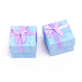 24PCS Square Bow Cardboard Ring Box Jewelry Case Display Packaging