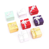 24PCS Square Bow Cardboard Ring Box Jewelry Case Display Packaging