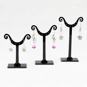 TONVIC 5 Sets Acrylic Earring Display Stand Holder Rack Three Black/Clear/White