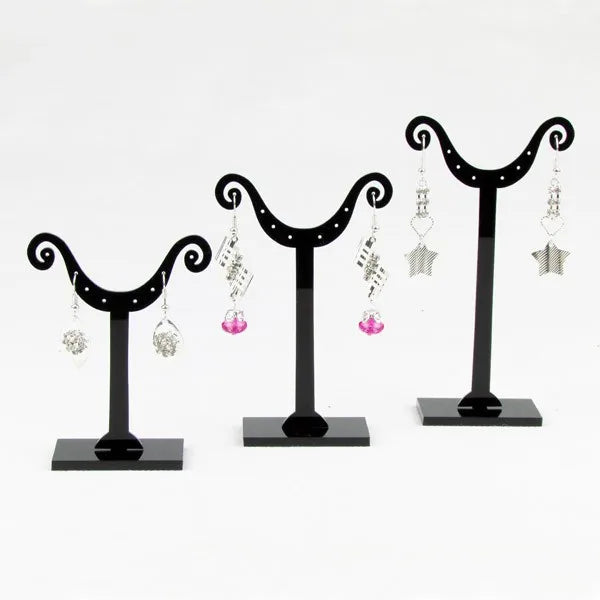 TONVIC 5 Sets Acrylic Earring Display Stand Holder Rack Three Black/Clear/White