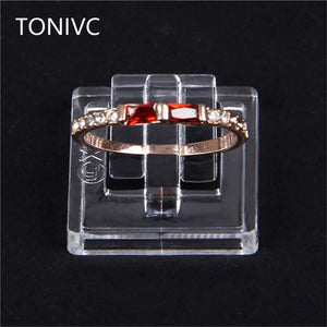 Clear Plastic Ring Acrylic Jewelry Storage Display Stand Clip Ring Display