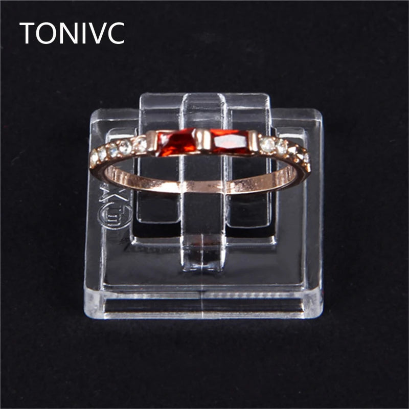 Clear Plastic Ring Acrylic Jewelry Storage Display Stand Clip Ring Display