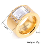 316L Titanium Steel Ring Love Cubic Zirconia Wedding Ring