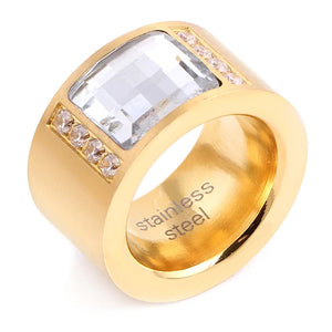 316L Titanium Steel Ring Love Cubic Zirconia Wedding Ring