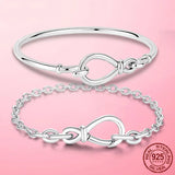 925 Silver Heart Snake Chain Bracelet For Women