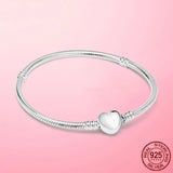 925 Silver Heart Snake Chain Bracelet For Women