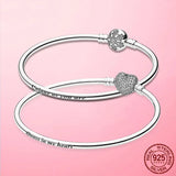 925 Silver Heart Snake Chain Bracelet For Women