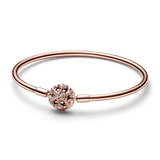 925 Silver Heart Snake Chain Bracelet For Women Fit Pamura Charm Bead Jewelry