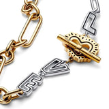 925 Silver Two-tone Love Links Bracelet For Women