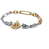 925 Silver Two-tone Love Links Bracelet For Women