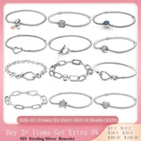 Silver Heart Snake Chain Bracelet For Women