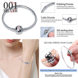 Femme 925 Silver Heart Snake Chain Bracelet