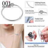 Femme 925 Silver Heart Snake Chain Bracelet