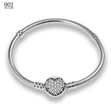 Femme 925 Silver Heart Snake Chain Bracelet