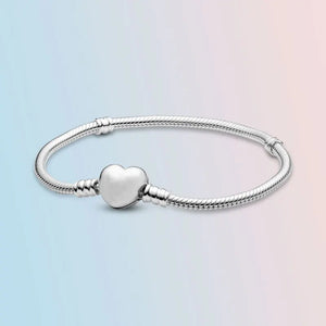 925 Silver Heart Snake Chain Bracelet