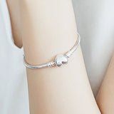 925 Silver Heart Snake Chain Bracelet