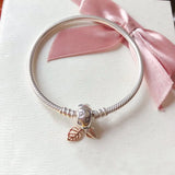 925 Silver Heart Snake Chain Bracelet