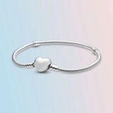 925 Silver Heart Snake Chain Bracelet